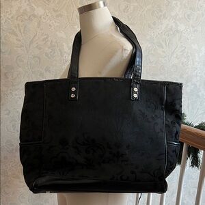 Thirty-One Black Floral Tote Bag